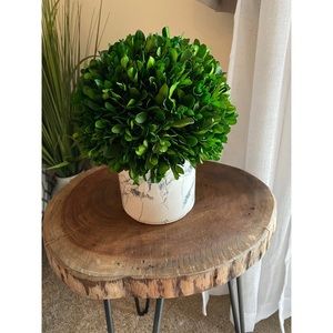 Faux Plant in Gray/White Marble Vase